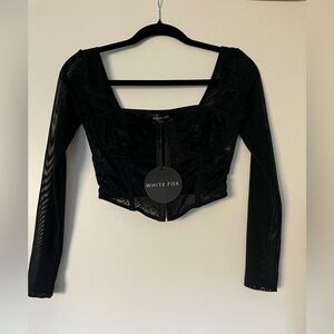 White Fox Boutique Black Mesh Crop Top